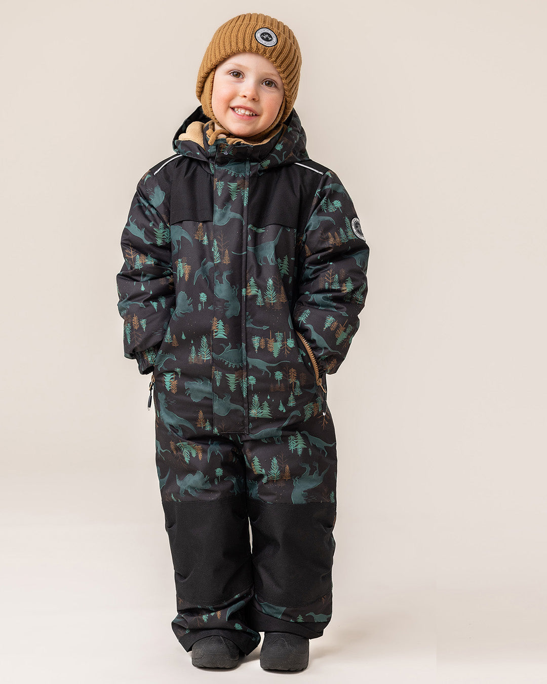 Tyler Boys Black One-Piece Snowsuit Plush