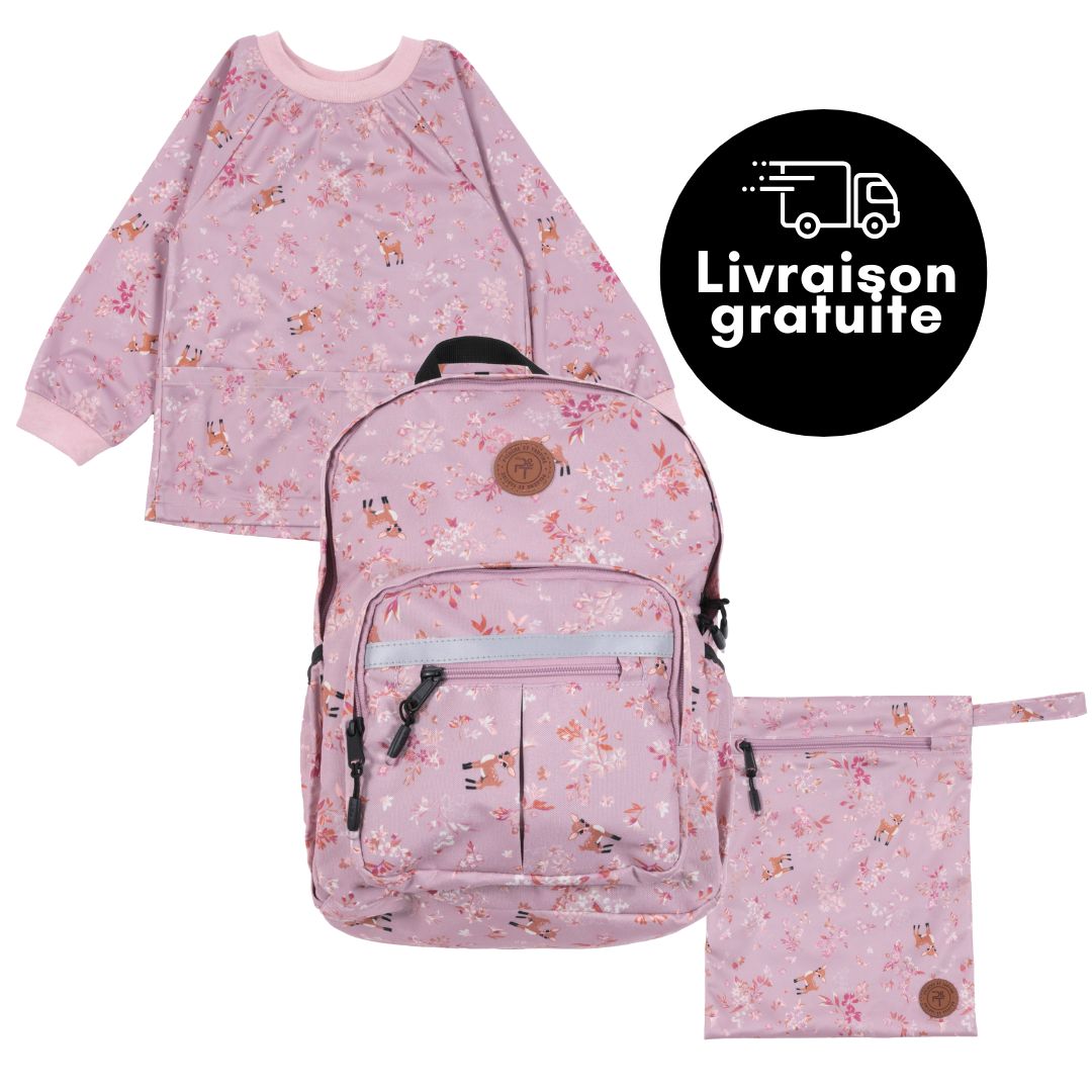 KIT GARDERIE BAMBI MAUVE